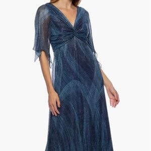 Marina Metallic Flutter Sleeve Dress - Size 6 (NWT)